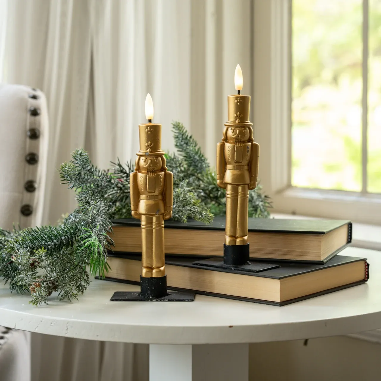 7.5" Gold Nutcracker Taper Candles-Set of 2