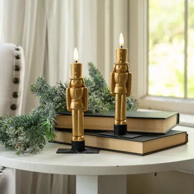 7.5" Gold Nutcracker Taper Candles-Set of 2