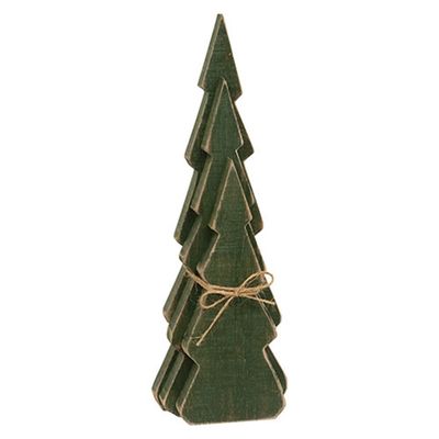 Rustic Green Wood Trees-Set of 3