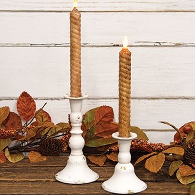 Cream and Gold Taper Holders-Set of 2