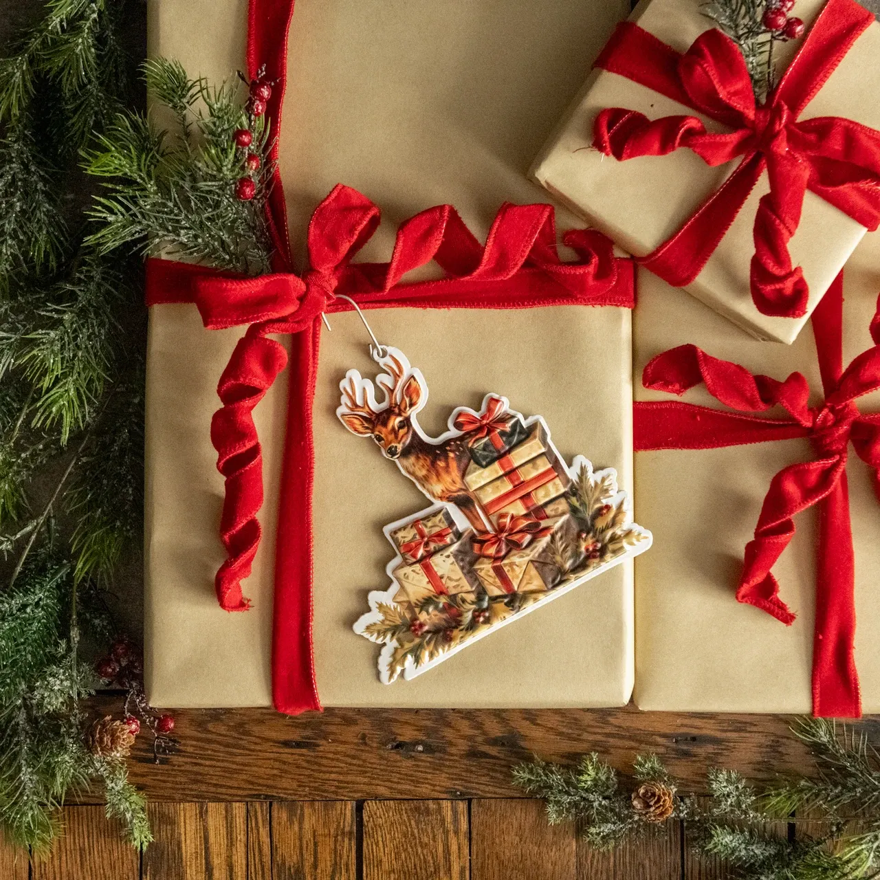 Deer with Presents Ornament
