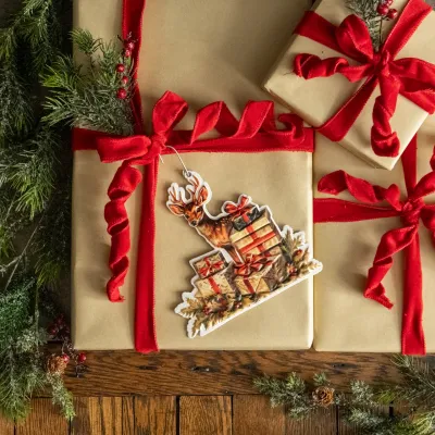 Deer with Presents Ornament