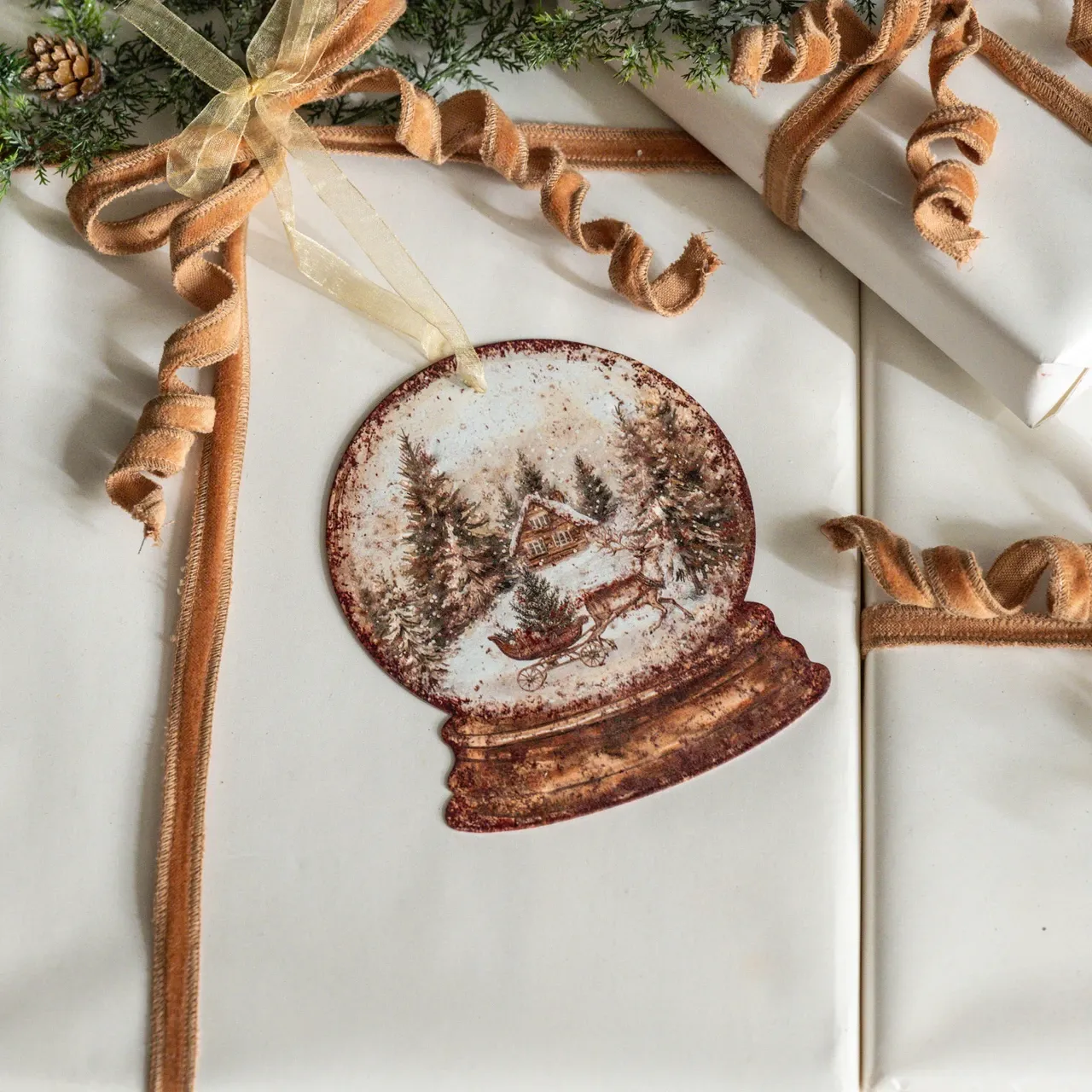 Cabin Snow Globe Ornament