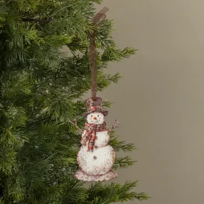 Plaid Snowman Ornament