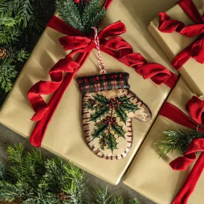 Holly Mitten Ornament