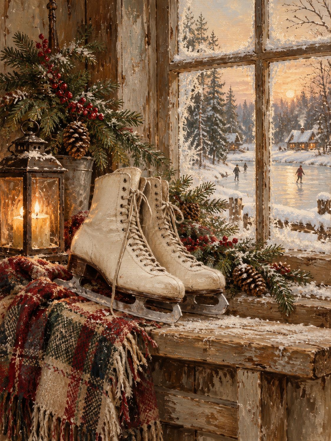 Vintage Christmas Ice Skates
