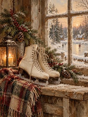 Vintage Christmas Ice Skates