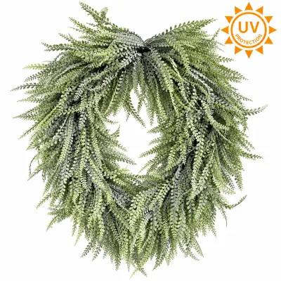 32" Frosted Sage Green Oval Bead Grass Wreath