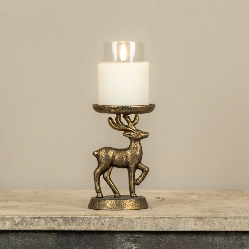 Bronze Deer Pillar Holder