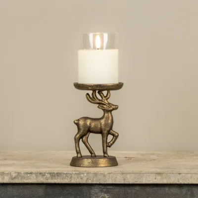 Bronze Deer Pillar Holder