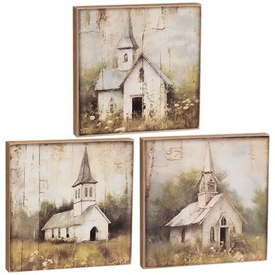 Vintage Watercolor Church Blocks