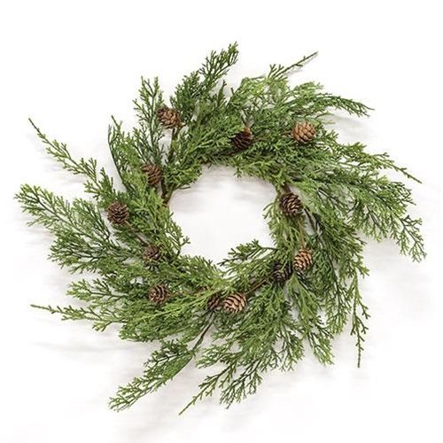 6.5" Western Cedar &amp; Pinecone Candle Ring