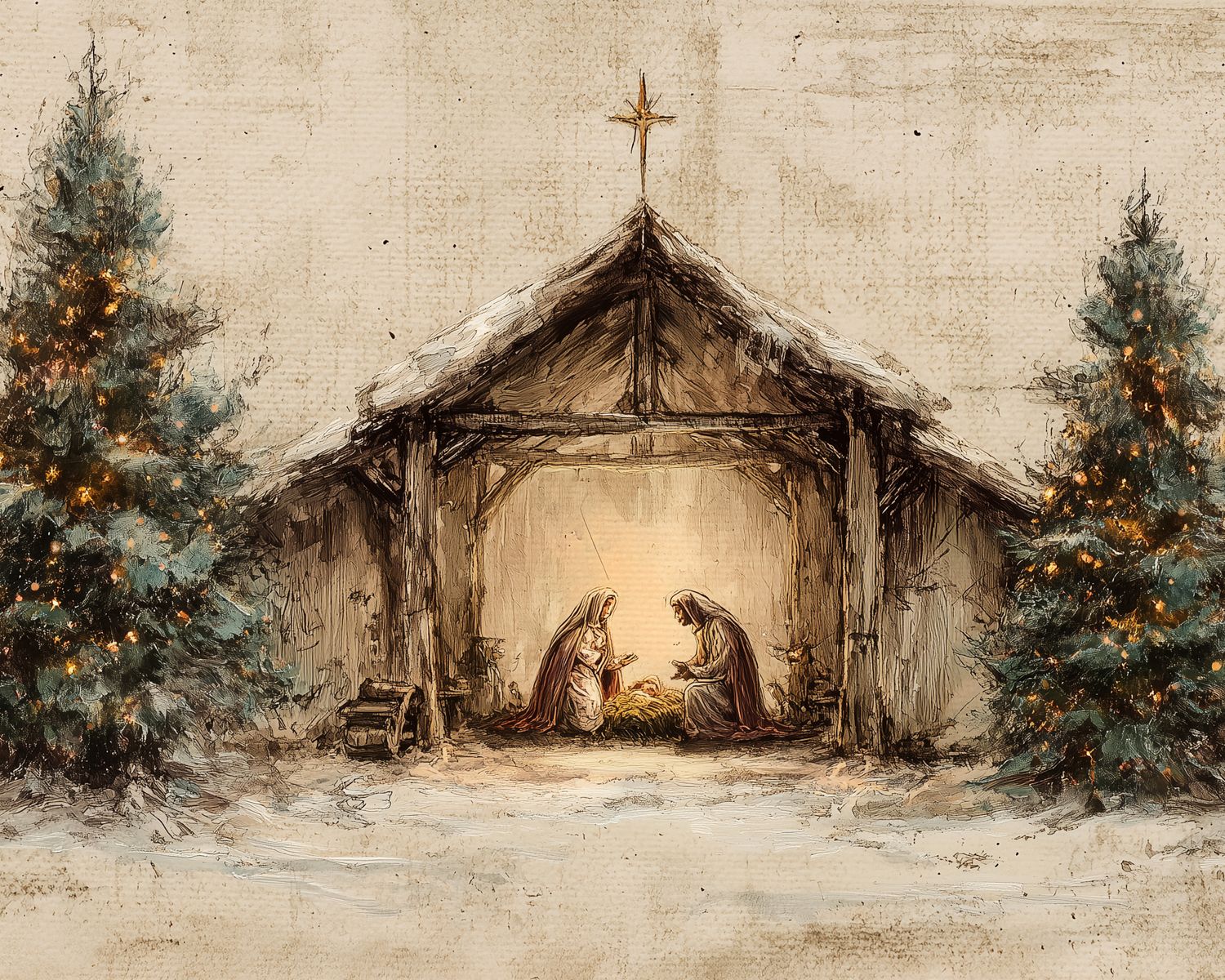 Vintage Nativity Stable