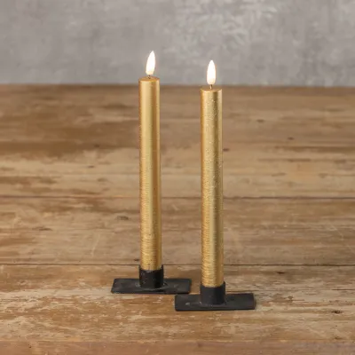 9.5" Gold Taper Candles-Set of 2