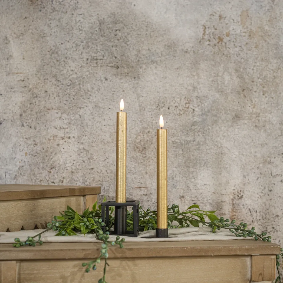 9.5" Gold Taper Candles-Set of 2