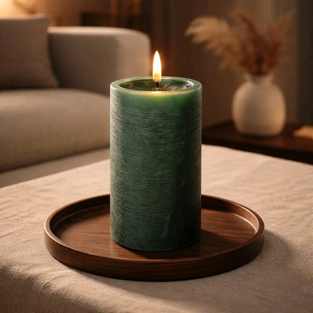 Dark Green Melting Pillar Candles
