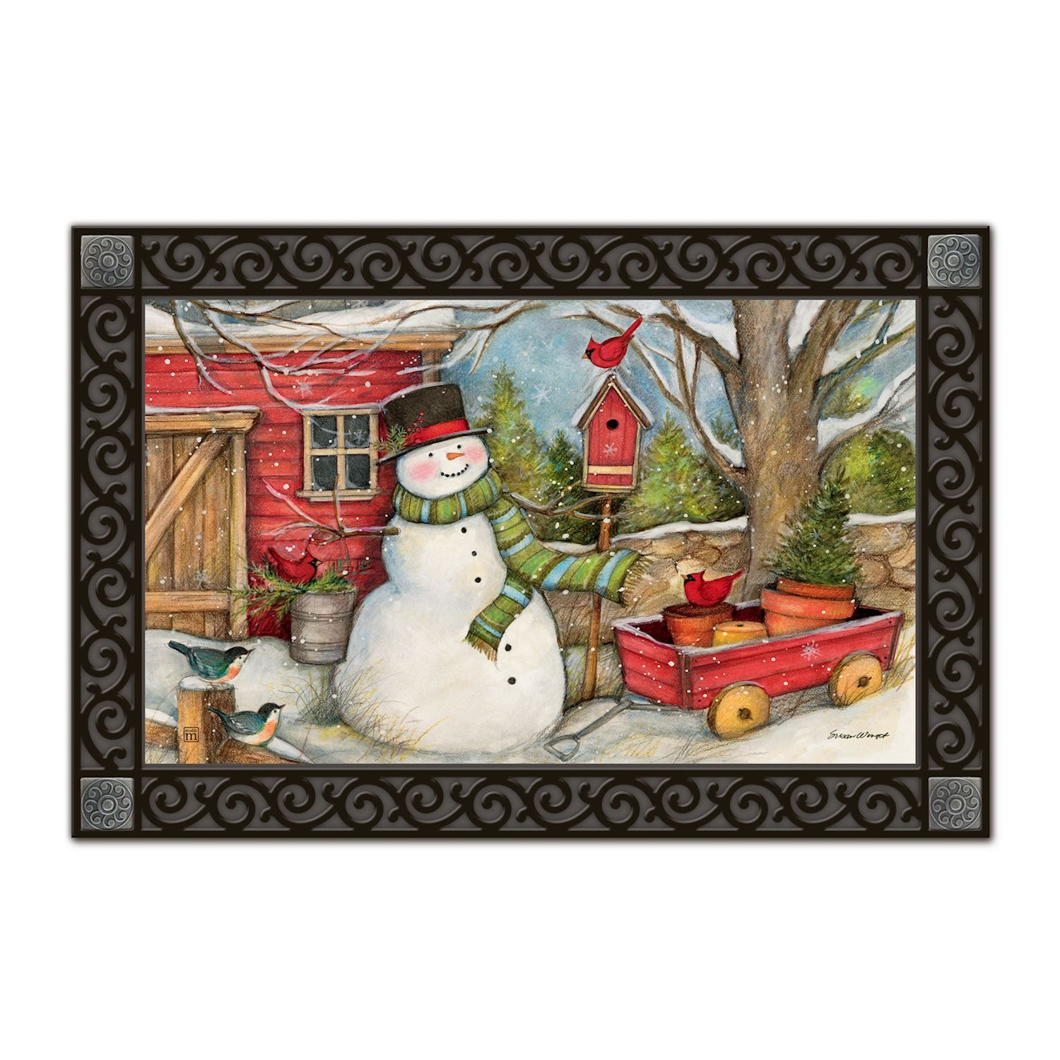 Red Barn Snowman MatMate