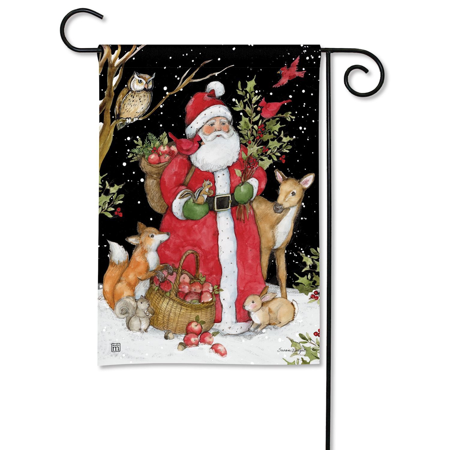 Forest Animals with Santa Garden Flag