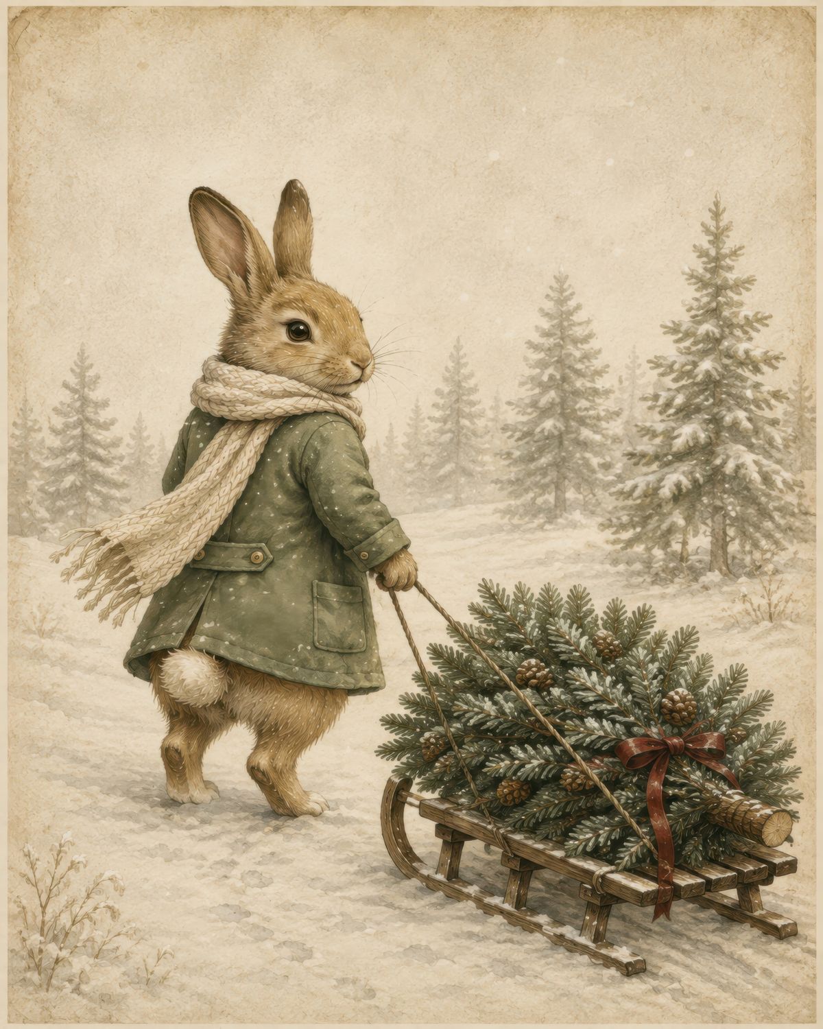 Whimsical Winter Rabbit