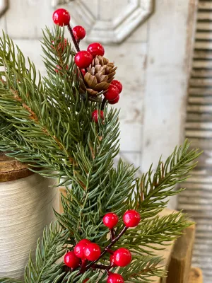 4" White Spruce with Berries Candle Ring