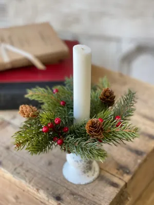 2" White Spruce with Berries Candle Ring