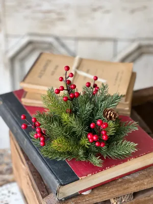 8" White Spruce with Berries Half Sphere
