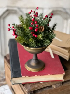 8" White Spruce with Berries Half Sphere