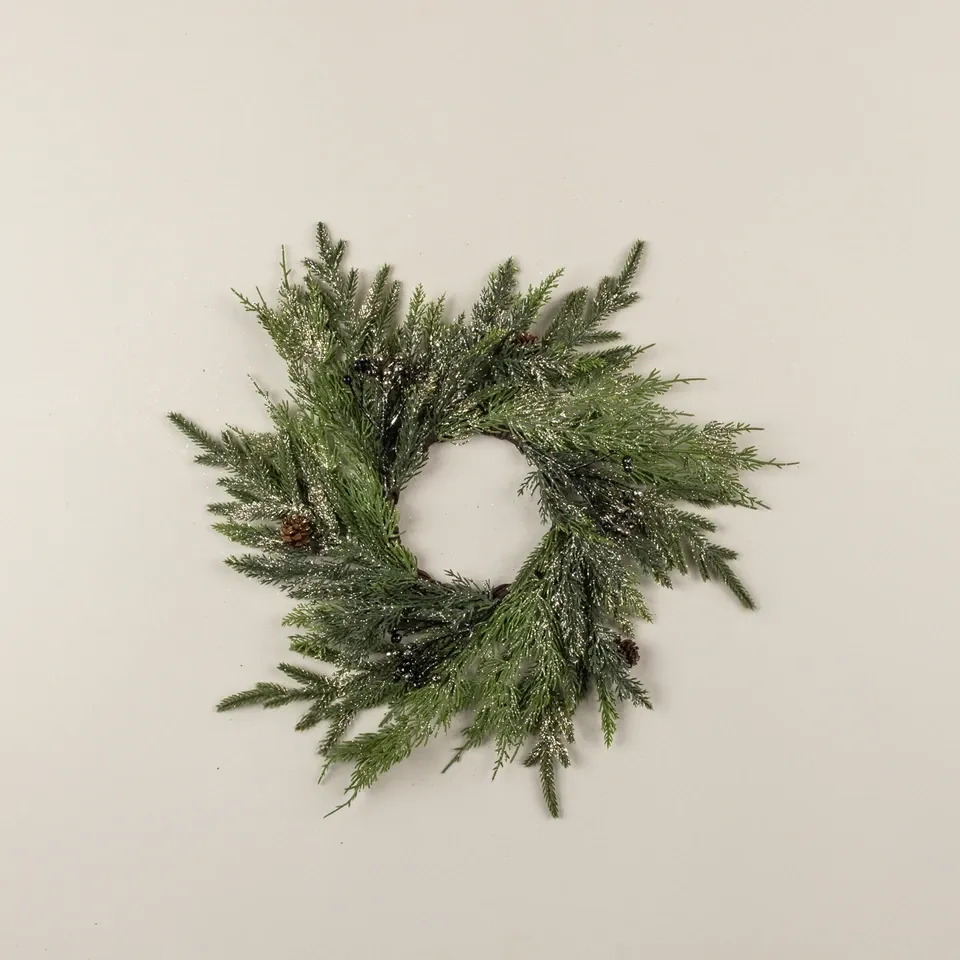 16" Gold Glittered Juniper Candle Ring