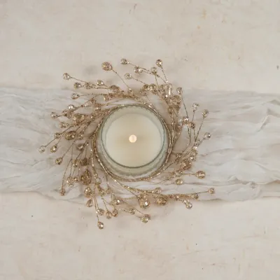 6.5" Gold Crystal Candle Ring