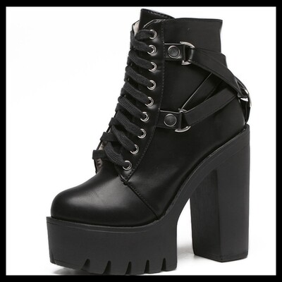 Gothic Thick High Heel Boots