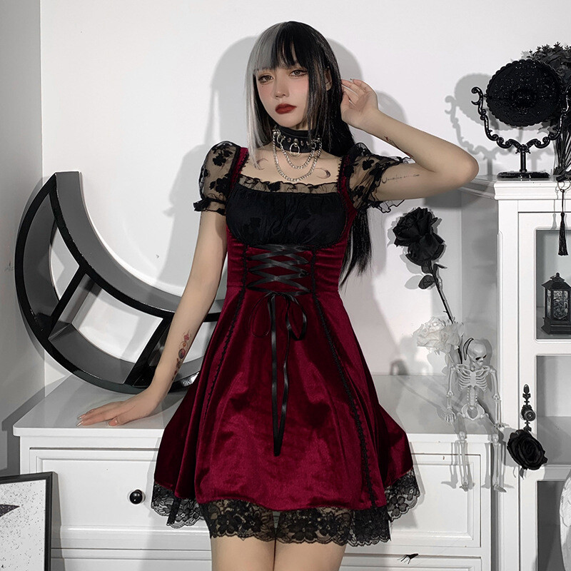 Gothic Vintage Velvet Corset Dress