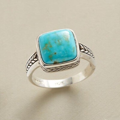 Retro Simple Blue Turquoise Ring