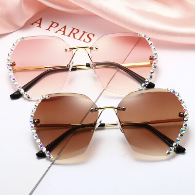 New 2023 Sunglasses Female Trendy Frameless Crystal Edge-cut Sunglasses Ladies Anti-UV Diamond-studded Sunglasses