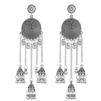 New Ethnic Fengshui Drop Birdcage Bell Tassel Earrings Travel Commemorative Court Earrings Bohemian Earrings