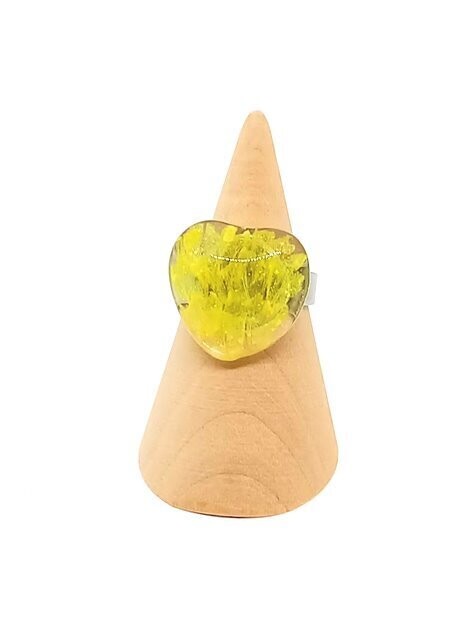 Bague cœur translucide, Statice jaune.