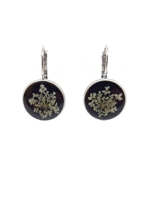 Dormeuses fleurs de Carotte, fond noir D16mm