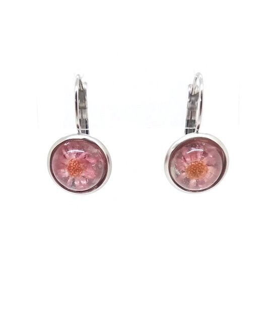 Dormeuses fleurs de Marcela rose D14mm