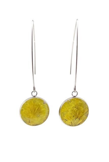 Boucles d'oreilles fleurs de Statice jaune
