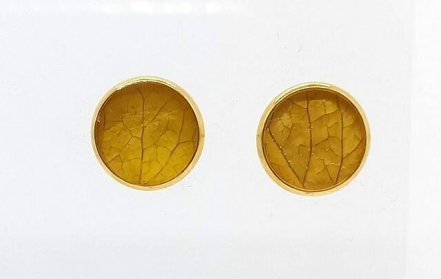 Boucles d'oreilles puces, pétales d'Hortensia jaune