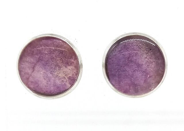 Boucles d'oreilles puces, coques de Lunaire violettes