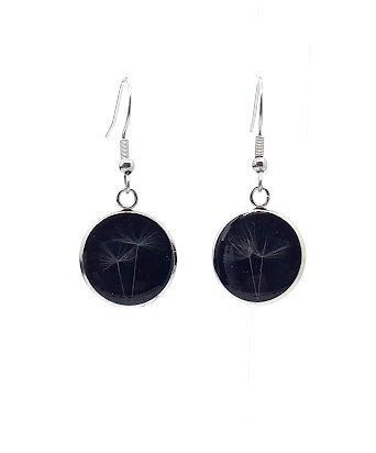 Boucles d'oreilles graines de Pissenlit, fond noir