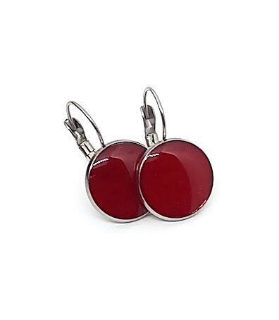 Dormeuses, pétale de Rose rouge D14mm