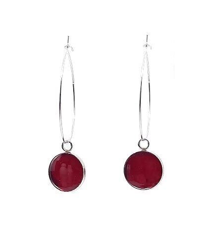 Boucles d'oreilles créoles pétales de Rose rouge