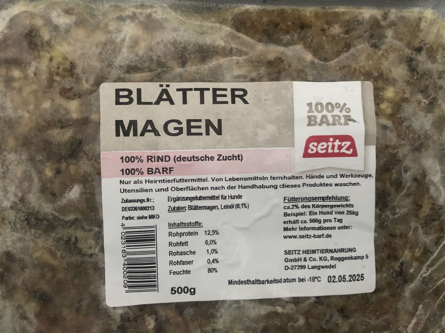 Blättermagen 500g gewolft