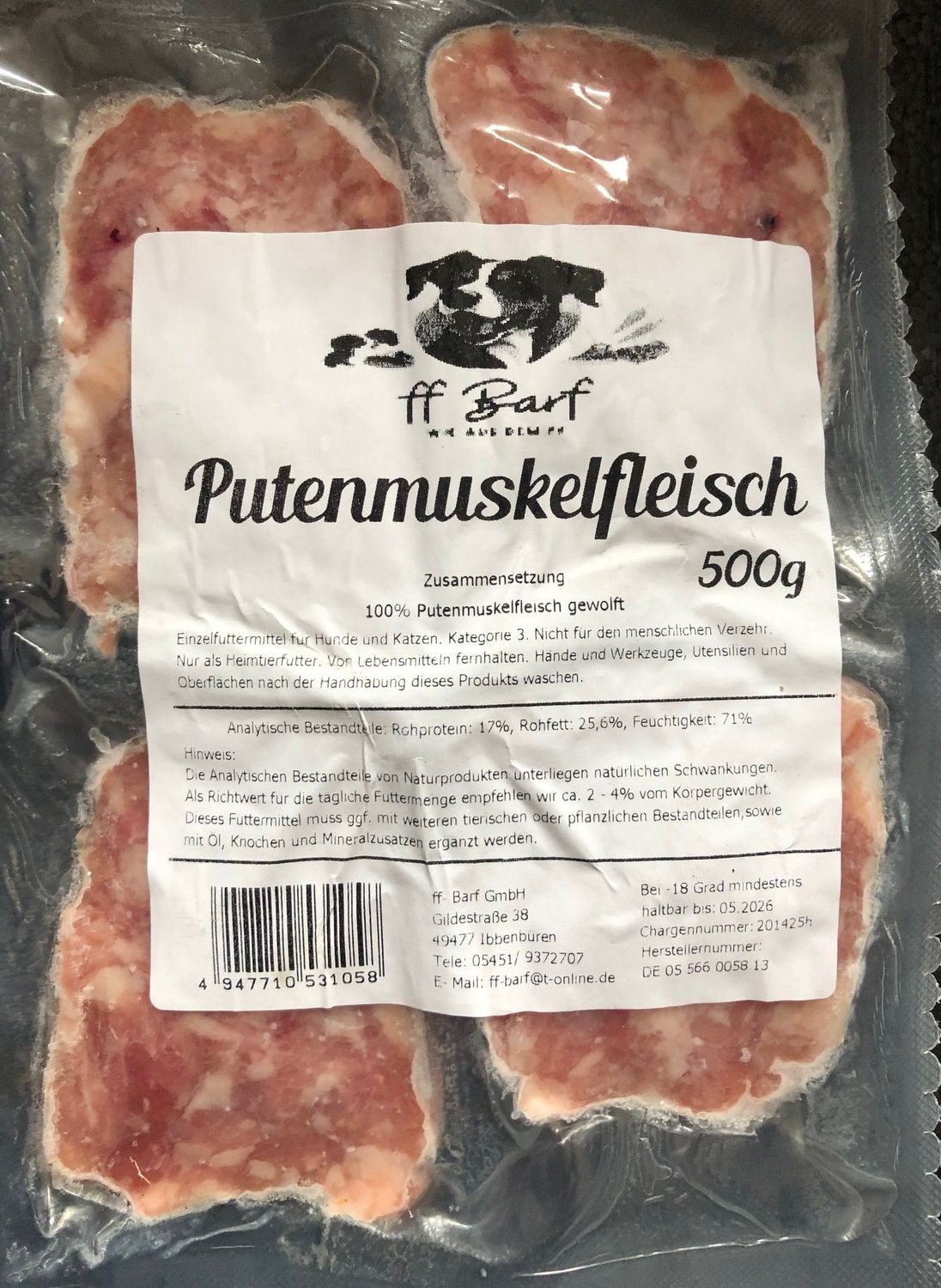 Puten Muskelfleisch gewolft FF 500g