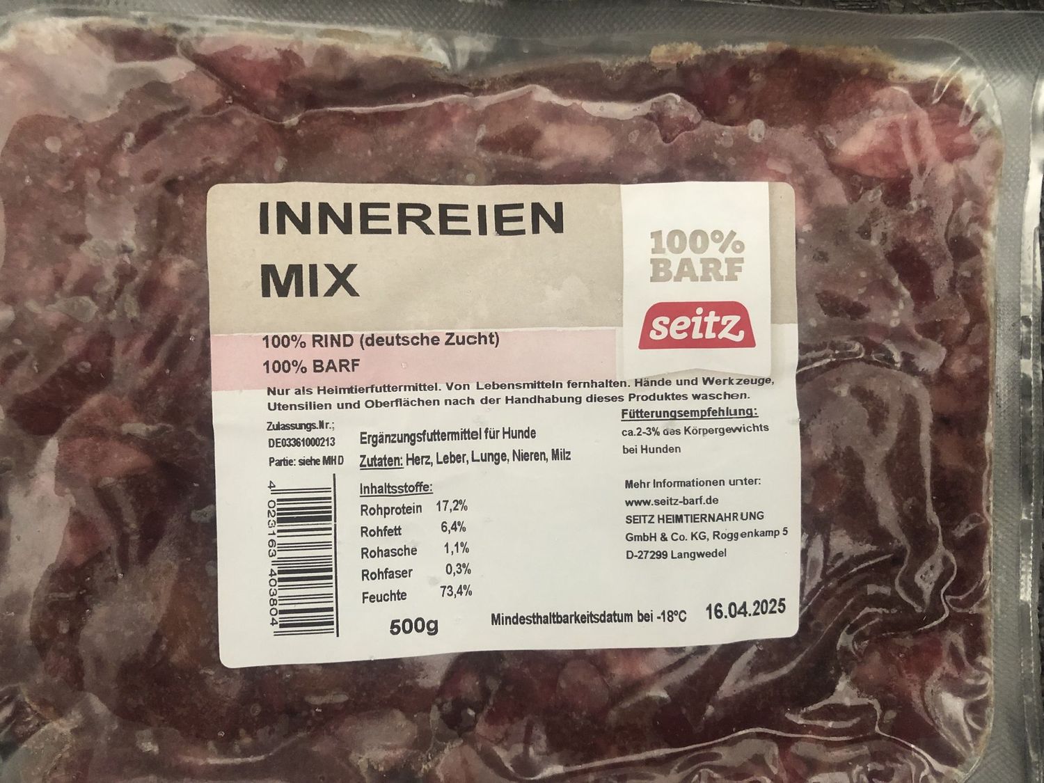 Innereien Mix gewolft 500g