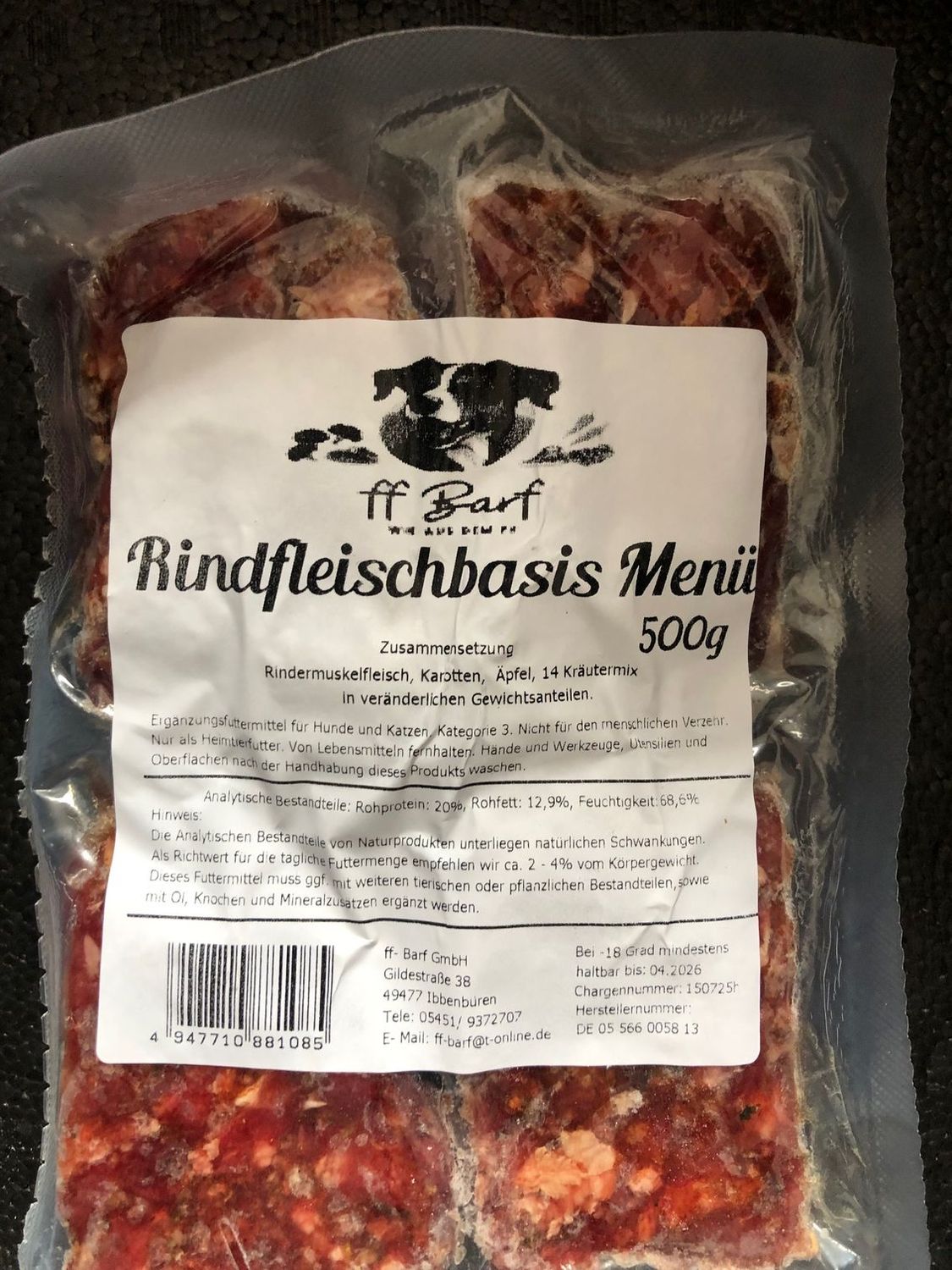 Rindfleischbasis Menü gewolft FF 500g