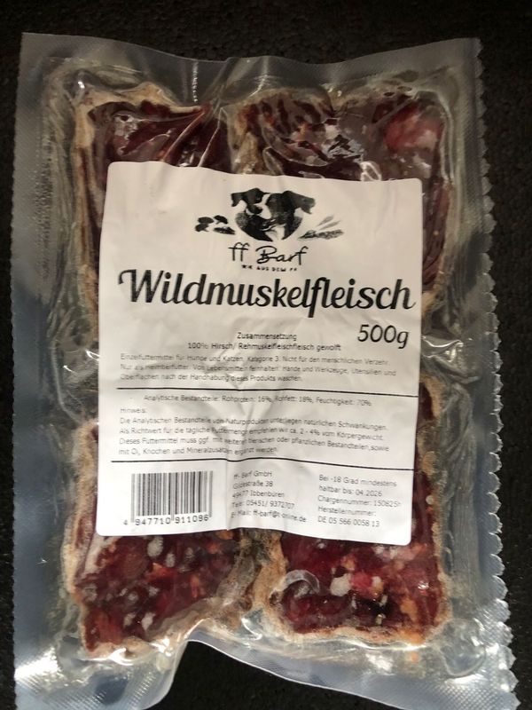 Wildmuskelfleisch gewolft FF 500g