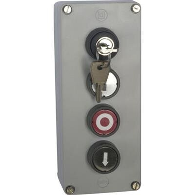 Op-stop-neer knop met sleutel