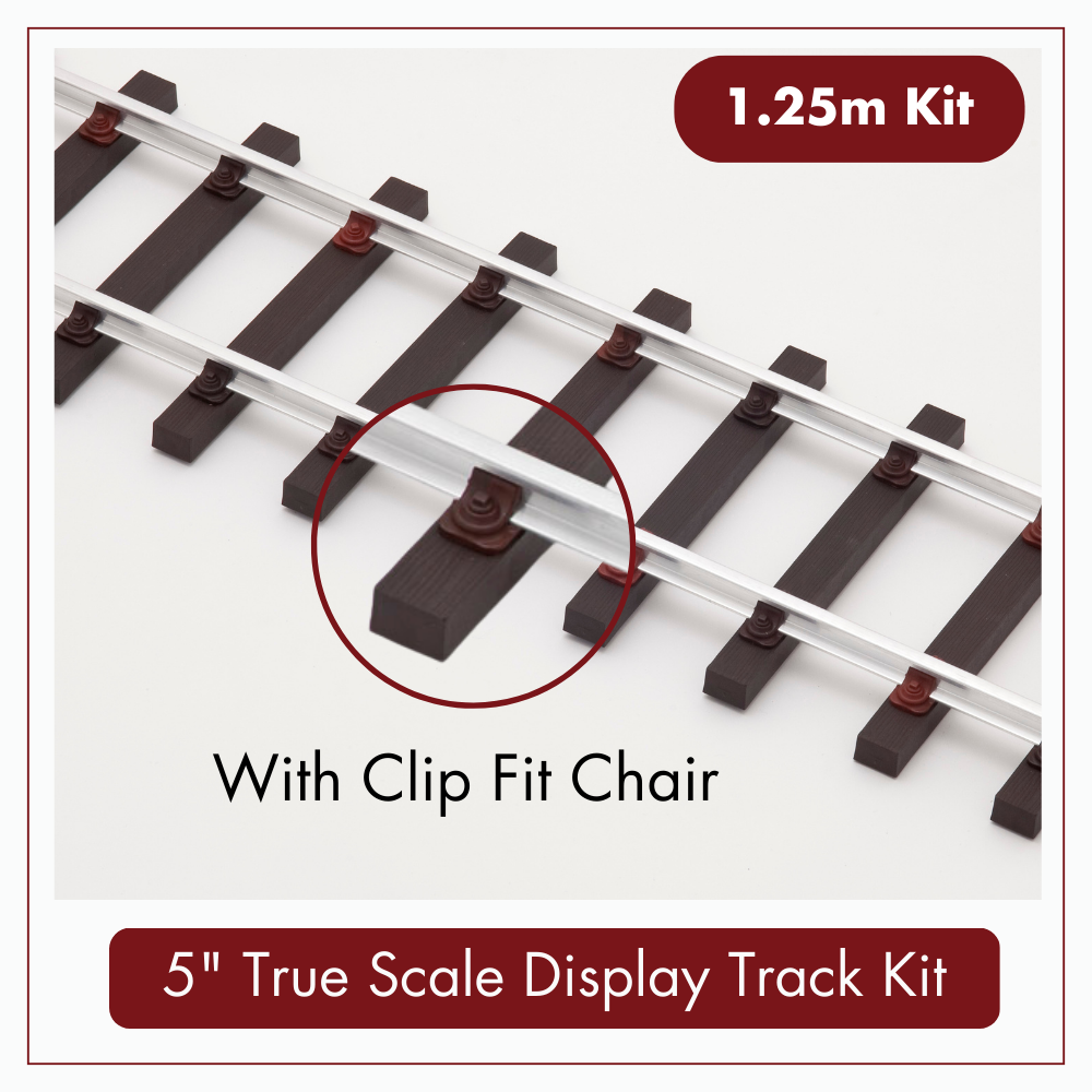 1.25m (4ft) - 5&quot; Gauge True Scale Display Track Kit with 16mm ( 5/8&quot; x 5/8&quot;)  Aluminium Rail, 5&quot; TRUE SCALE GAUGE – DISPLAY TRACK KIT - 1.25m with 16mm ( 5/8&quot; x 5/8&quot;)  Aluminium Rail: 5&quot; TRUE SCALE – CLIP FIT – DISPLAY TRACK KIT  - 1.25m